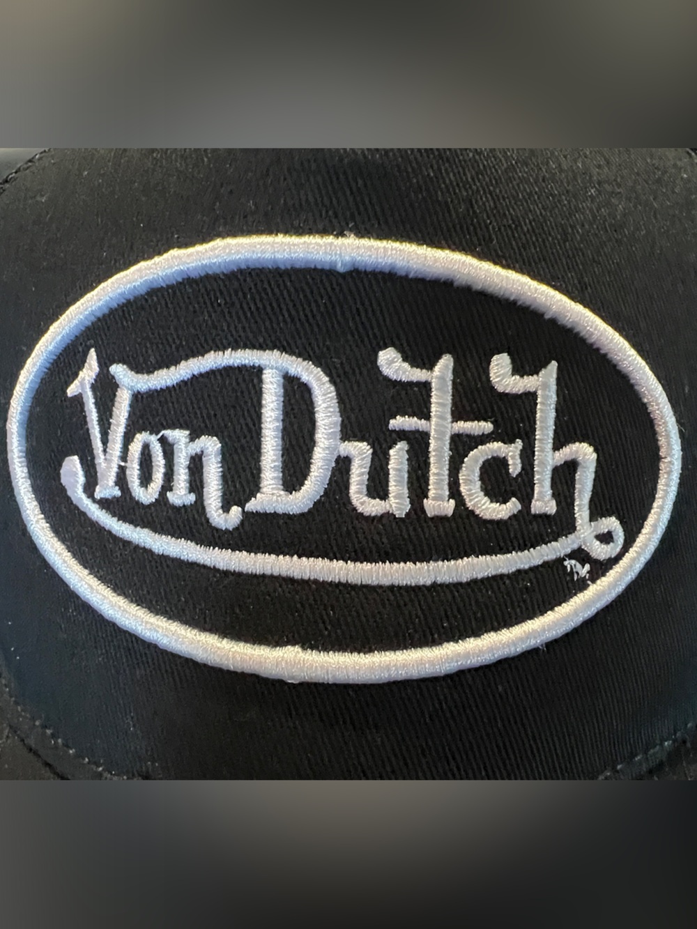 Von Dutch Black Mesh Logo Trucker Cap with White Patch - Picture 5 of 5